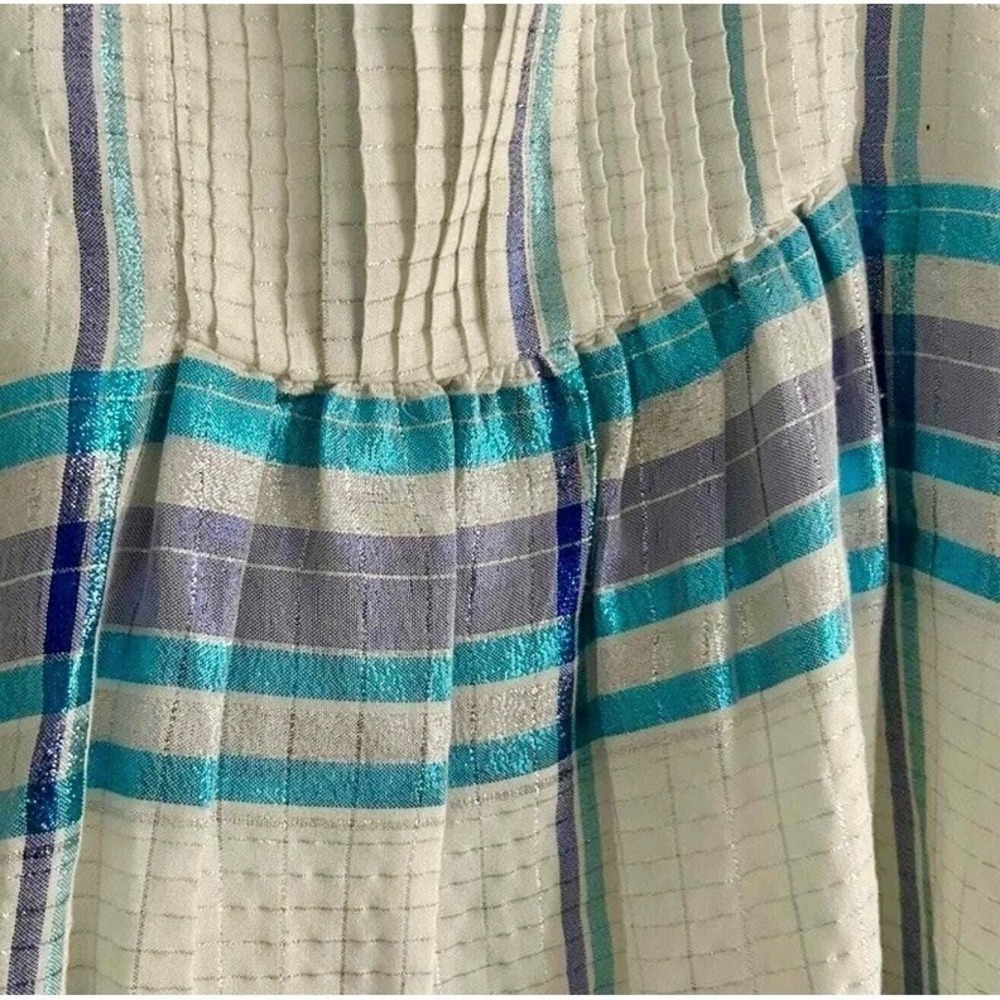 Free People Barcelona Shimmer Plaid Mini Dress Metallic Sparkle Boho Beach Large - Picture 12 of 12